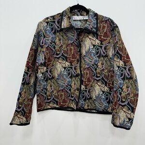 Vintage 90s Sara Studio Horse Tapestry Western Boxy Jacket Sz Large Retro